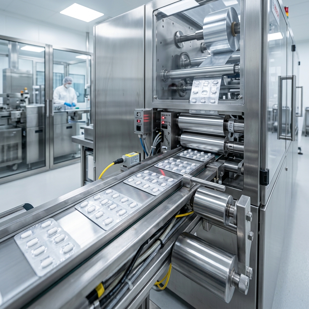 Automated Alu-Alu blister packaging machine line in cleanroom